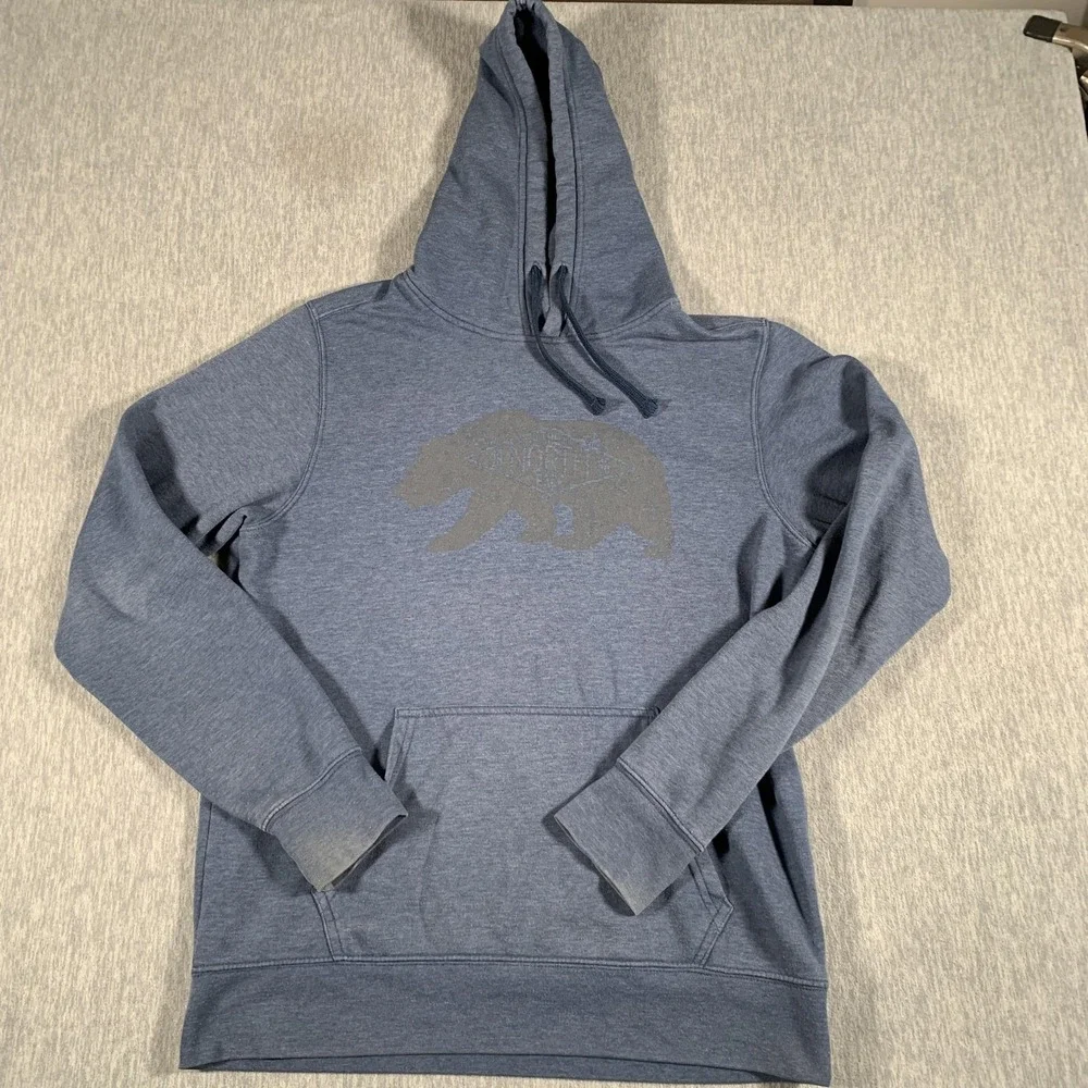 The‎ North Face Hoodie Mens Medium Blue Bear Graphic Fleece Pullover Sweatshirt